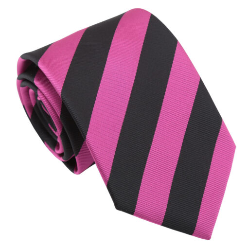 Hot Pink & Black Classic Stripe Tie