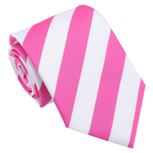 Hot Pink & White Classic Stripe Tie