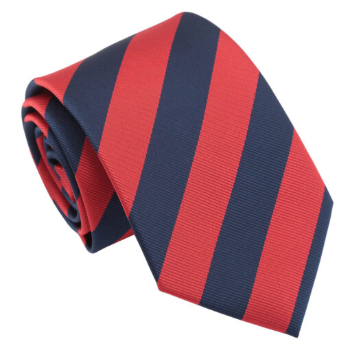 Navy Blue & Red Classic Stripe Tie