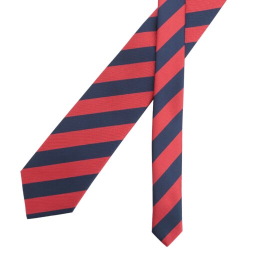 Navy Blue & Red Classic Stripe Tie