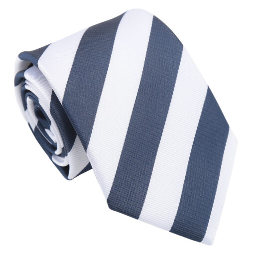 Navy Blue & White Classic Stripe Tie