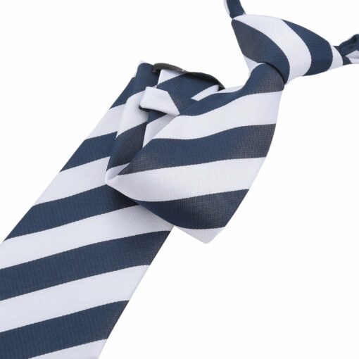 Navy Blue & White Classic Stripe Tie