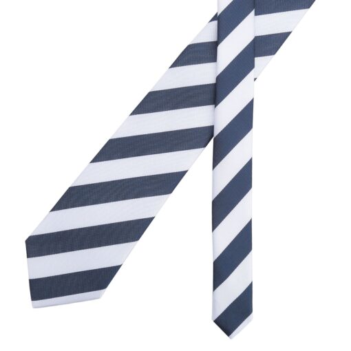 Navy Blue & White Classic Stripe Tie