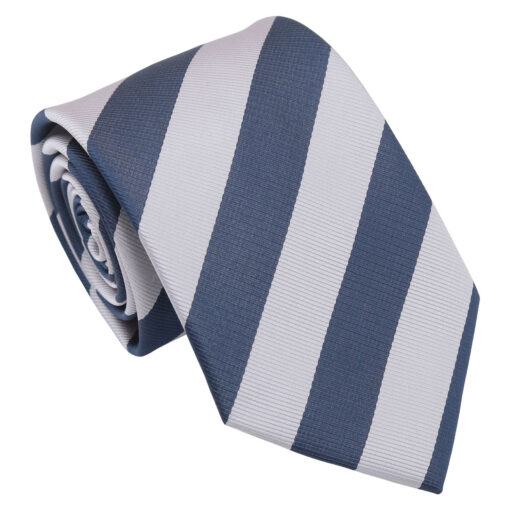 Silver & Navy Classic Stripe Tie