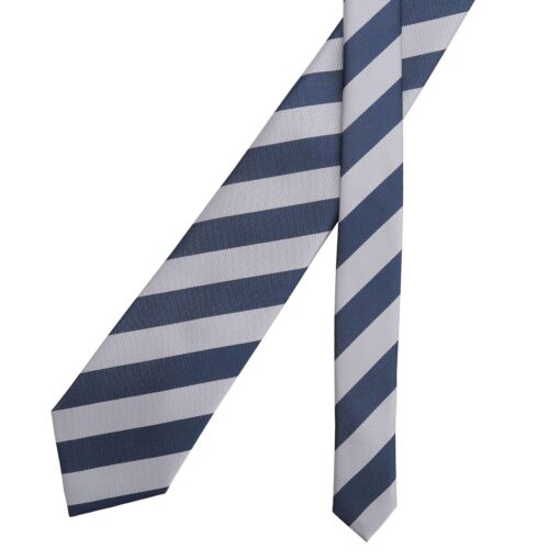 Silver & Navy Classic Stripe Tie