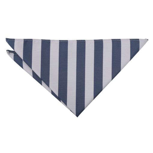 Silver & Navy Classic Stripe Pocket Square