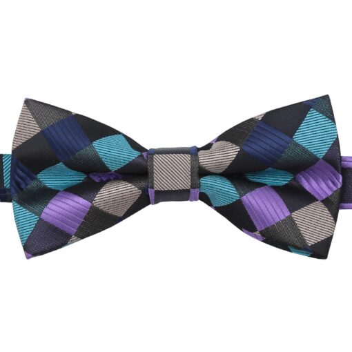 Pink Purple & Orange Colourful Check Pre-Tied Thistle Bow Tie