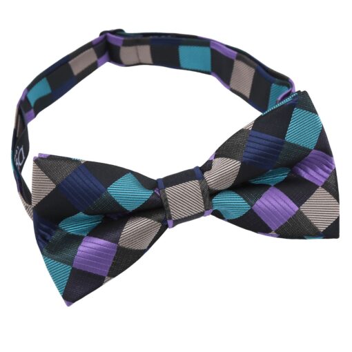 Pink Purple & Orange Colourful Check Pre-Tied Bow Tie