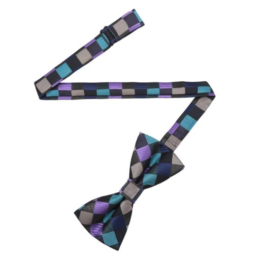 Pink Purple & Orange Colourful Check Pre-Tied Bow Tie