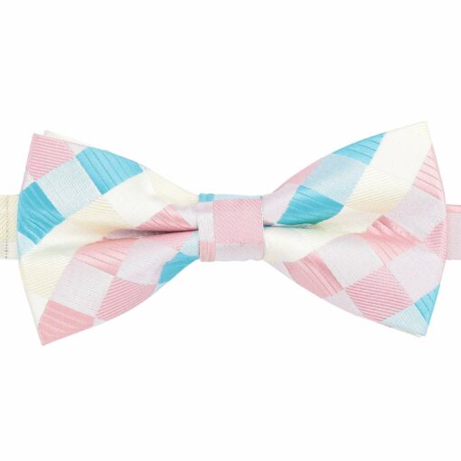 Pink Purple & Orange Colourful Check Pre-Tied Thistle Bow Tie