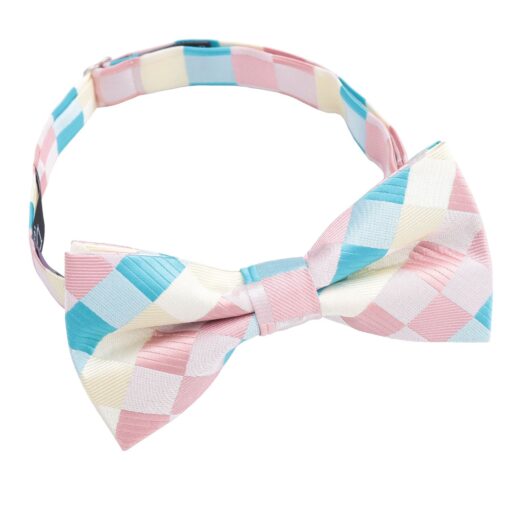 Pink Purple & Orange Colourful Check Pre-Tied Bow Tie