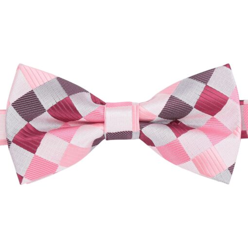 Pink Purple & Orange Colourful Check Pre-Tied Bow Tie