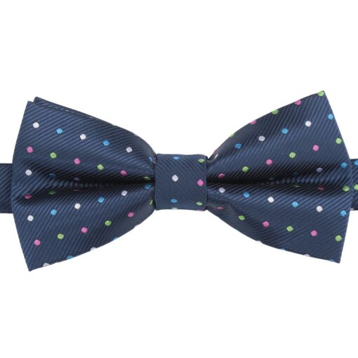 Silver Colourful Polka Dot Pre-Tied Bow Tie