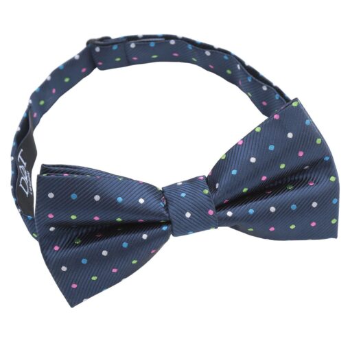 Silver Colourful Polka Dot Pre-Tied Thistle Bow Tie