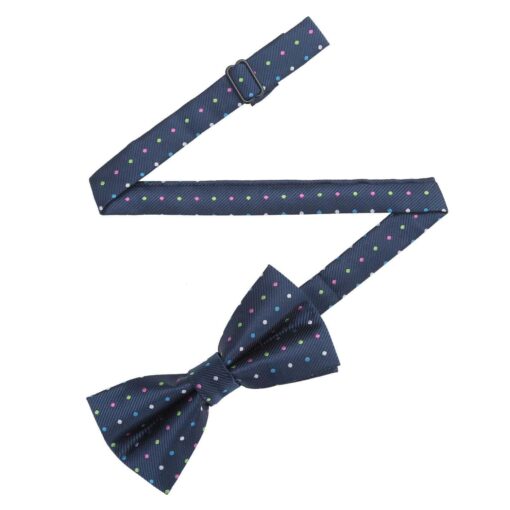 Silver Colourful Polka Dot Pre-Tied Bow Tie