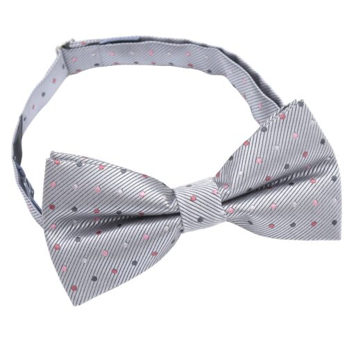 Silver Colourful Polka Dot Pre-Tied Bow Tie