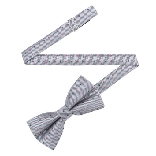 Silver Colourful Polka Dot Pre-Tied Thistle Bow Tie