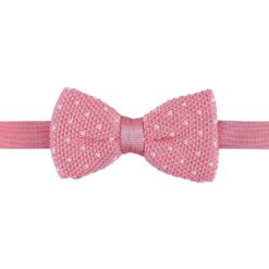 Baby Pink Flecked V Polka Dot Knitted Pre-Tied Bow Tie