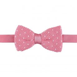 Baby Pink Flecked V Polka Dot Knitted Pre-Tied Thistle Bow Tie