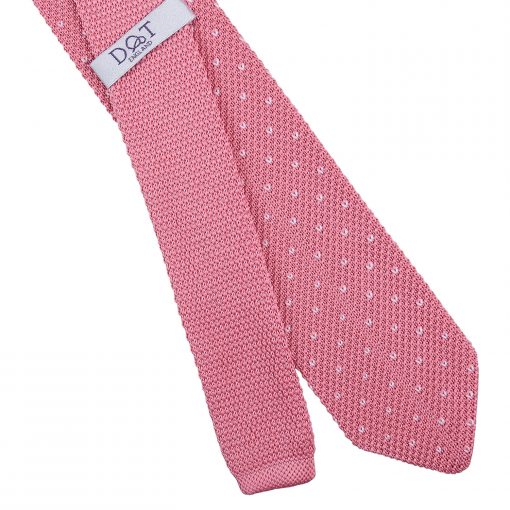 Baby Pink Flecked V Polka Dot Knitted Slim Tie