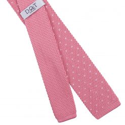 Baby Pink Flecked V Polka Dot Knitted Skinny Tie