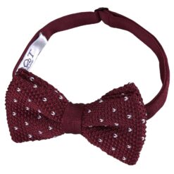 Burgundy Flecked V Polka Dot Knitted Pre-Tied Bow Tie