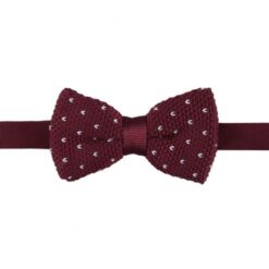 Burgundy Flecked V Polka Dot Knitted Pre-Tied Bow Tie