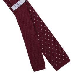 Burgundy Flecked V Polka Dot Knitted Slim Tie