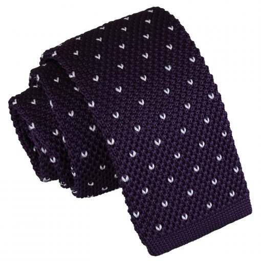 Cadbury Purple Flecked V Polka Dot Knitted Skinny Tie