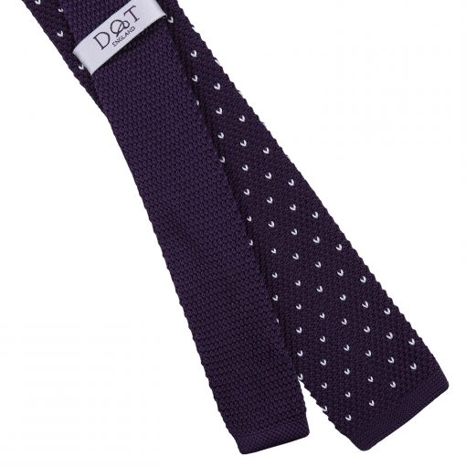 Cadbury Purple Flecked V Polka Dot Knitted Skinny Tie