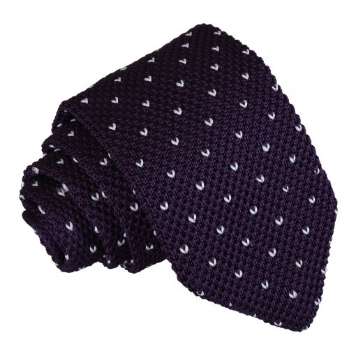 Cadbury Purple Flecked V Polka Dot Knitted Slim Tie