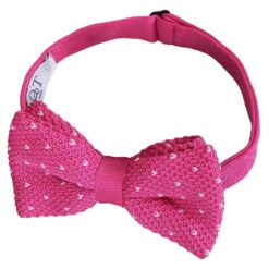 Fuchsia Pink Flecked V Polka Dot Knitted Pre-Tied Bow Tie