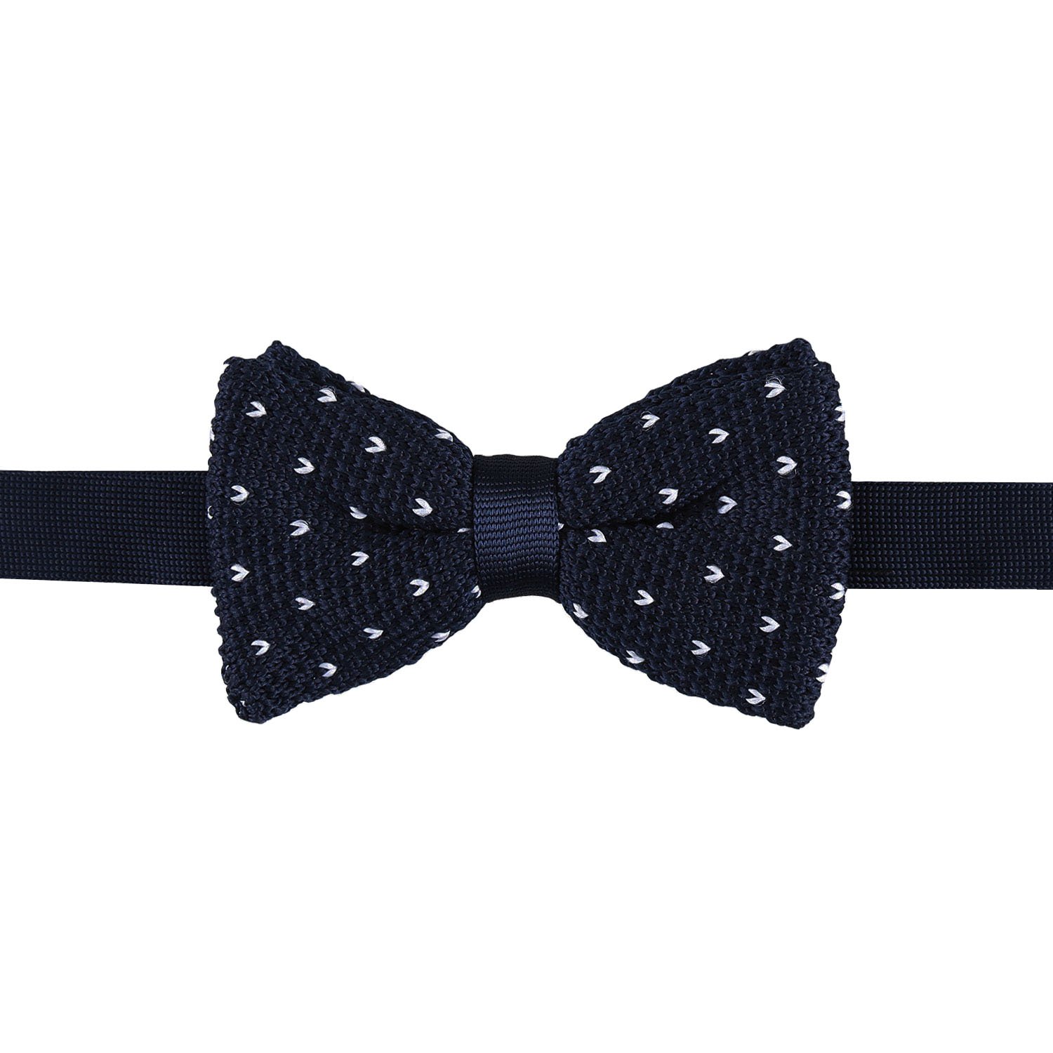Midnight Blue Flecked V Polka Dot Knitted Pre-Tied Bow Tie Midnight Blue Flecked V Polka Dot Knitted Pre-Tied Bow Tie