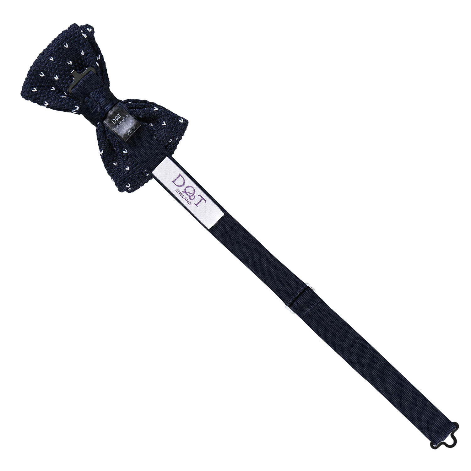 Midnight Blue Flecked V Polka Dot Knitted Pre-Tied Bow Tie Midnight Blue Flecked V Polka Dot Knitted Pre-Tied Bow Tie