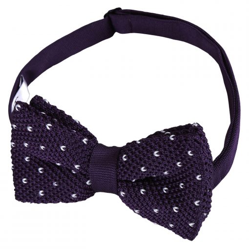 Cadbury Purple Flecked V Polka Dot Knitted Pre-Tied Thistle Bow Tie