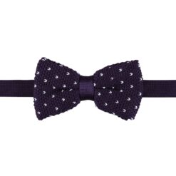 Cadbury Purple Flecked V Polka Dot Knitted Pre-Tied Bow Tie
