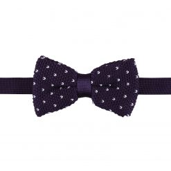 Cadbury Purple Flecked V Polka Dot Knitted Pre-Tied Thistle Bow Tie