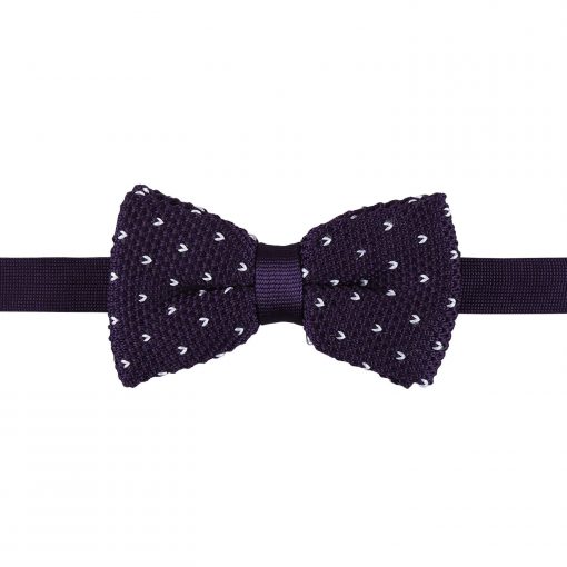 Cadbury Purple Flecked V Polka Dot Knitted Pre-Tied Thistle Bow Tie