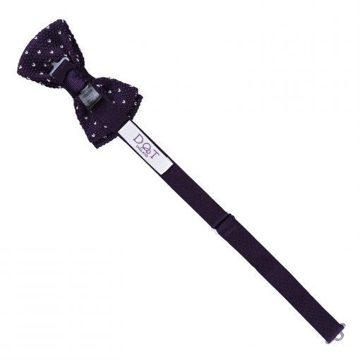 Cadbury Purple Flecked V Polka Dot Knitted Pre-Tied Bow Tie