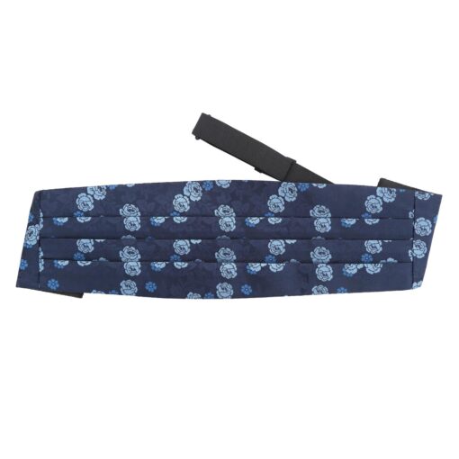 Blue Floral Rose Silver Plated Cufflinks