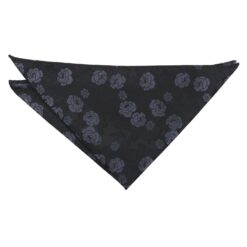 Black & Charcoal Floral Rose Pocket Square