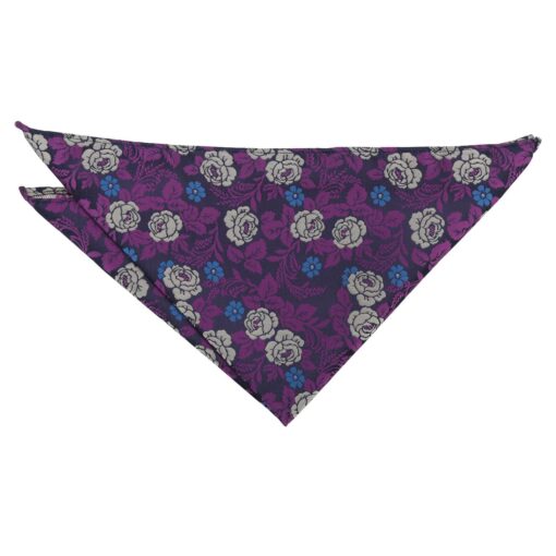 Purple & Yellow Floral Rose Pocket Square