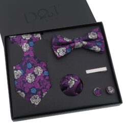 Pink Floral Rose Tie 5pc Gift Box Set
