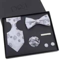 Pink Floral Rose Tie 5pc Gift Box Set