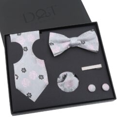 Pink Floral Rose Tie 5pc Gift Box Set