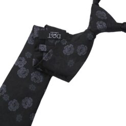 Black & Charcoal Floral Rose Tie