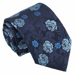 Blue Floral Rose Tie