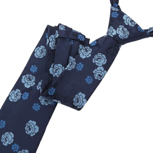 Blue Floral Rose Modern Classic Tie