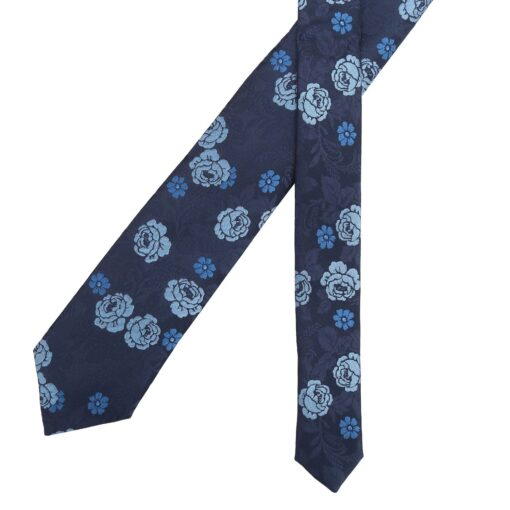 Blue Floral Rose Tie