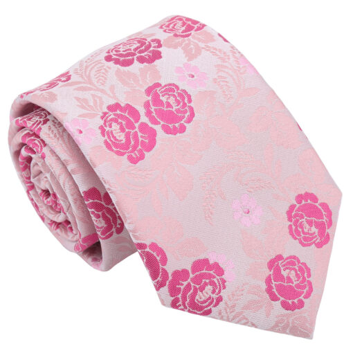 Pink Floral Rose Tie